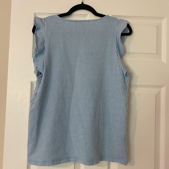 Michael Kors Blue and White Seersucker Sleeveless Top Size M - Picture 5 of 5